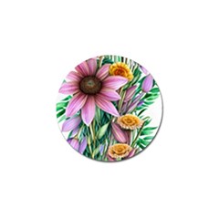 Watercolor Flowers Botanical Foliage Golf Ball Marker (4 Pack) by GardenOfOphir