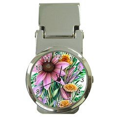 Watercolor Flowers Botanical Foliage Money Clip Watches by GardenOfOphir