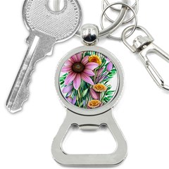 Watercolor Flowers Botanical Foliage Bottle Opener Key Chain by GardenOfOphir