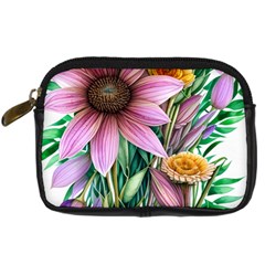 Watercolor Flowers Botanical Foliage Digital Camera Leather Case by GardenOfOphir