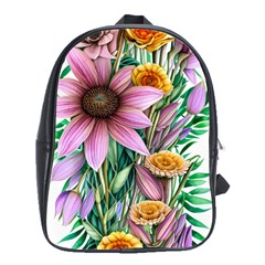 Watercolor Flowers Botanical Foliage School Bag (large) by GardenOfOphir