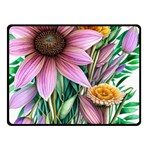 Watercolor Flowers Botanical Foliage One Side Fleece Blanket (Small) 50 x40  Blanket Front