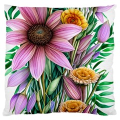 Watercolor Flowers Botanical Foliage Large Cushion Case (one Side) by GardenOfOphir