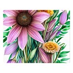 Watercolor Flowers Botanical Foliage Premium Plush Fleece Blanket (Large) Blanket Back