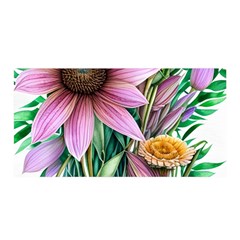 Watercolor Flowers Botanical Foliage Satin Wrap 35  X 70  by GardenOfOphir