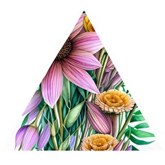 Watercolor Flowers Botanical Foliage Wooden Puzzle Triangle by GardenOfOphir