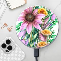 Watercolor Flowers Botanical Foliage Wireless Fast Charger(white) by GardenOfOphir