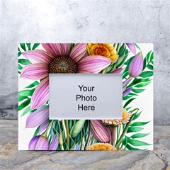 Watercolor Flowers Botanical Foliage White Tabletop Photo Frame 4 x6  by GardenOfOphir