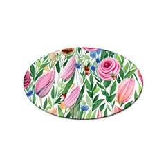 Different Watercolor Flowers Botanical Foliage Sticker Oval (10 Pack) by GardenOfOphir