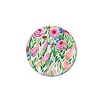 Different Watercolor Flowers Botanical Foliage Golf Ball Marker Front