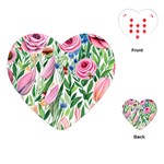 Different Watercolor Flowers Botanical Foliage Playing Cards Single Design (Heart) Front