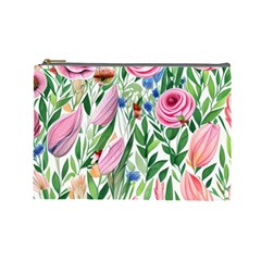 Different Watercolor Flowers Botanical Foliage Cosmetic Bag (large) by GardenOfOphir