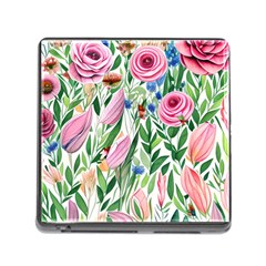 Different Watercolor Flowers Botanical Foliage Memory Card Reader (square 5 Slot) by GardenOfOphir