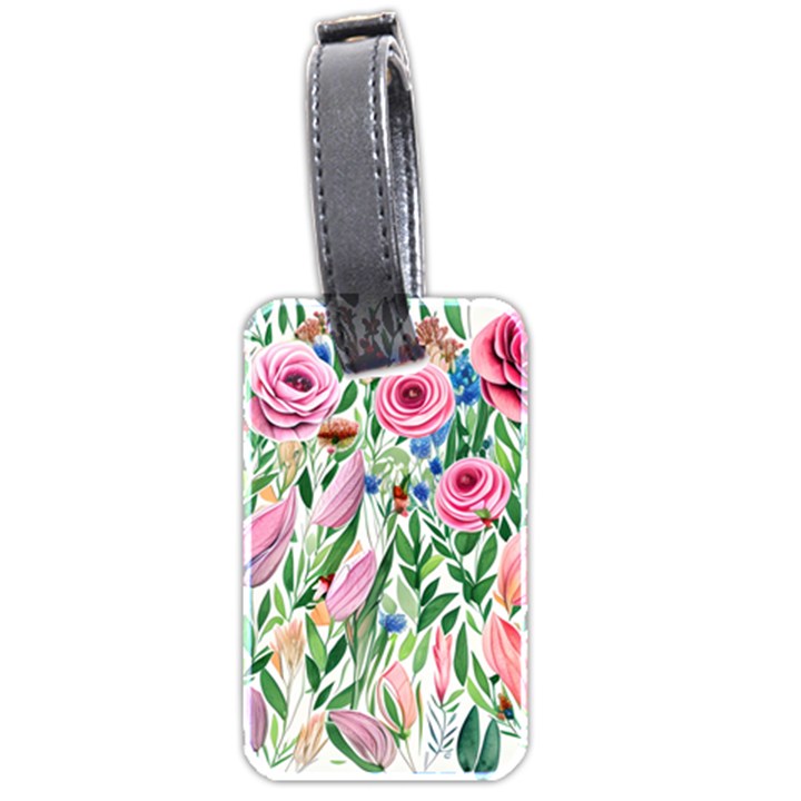 Different Watercolor Flowers Botanical Foliage Luggage Tag (two sides)