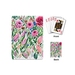 Different Watercolor Flowers Botanical Foliage Playing Cards Single Design (mini)