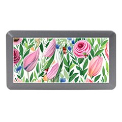 Different Watercolor Flowers Botanical Foliage Memory Card Reader (mini) by GardenOfOphir