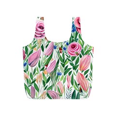 Different Watercolor Flowers Botanical Foliage Full Print Recycle Bag (s) by GardenOfOphir