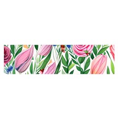 Different Watercolor Flowers Botanical Foliage Oblong Satin Scarf (16  X 60 ) by GardenOfOphir