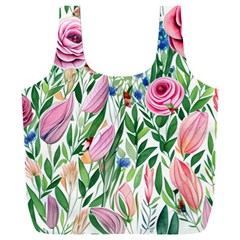 Different Watercolor Flowers Botanical Foliage Full Print Recycle Bag (xxxl) by GardenOfOphir