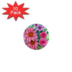 Enchanted Watercolor Flowers Botanical Foliage 1  Mini Buttons (10 Pack)  by GardenOfOphir