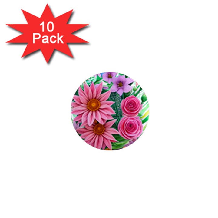 Enchanted Watercolor Flowers Botanical Foliage 1  Mini Magnet (10 pack) 