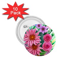 Enchanted Watercolor Flowers Botanical Foliage 1 75  Buttons (10 Pack) by GardenOfOphir