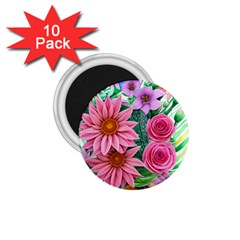 Enchanted Watercolor Flowers Botanical Foliage 1 75  Magnets (10 Pack)  by GardenOfOphir