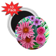 Enchanted Watercolor Flowers Botanical Foliage 2 25  Magnets (10 Pack)  by GardenOfOphir