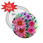 Enchanted Watercolor Flowers Botanical Foliage 2.25  Buttons (100 pack)  Front