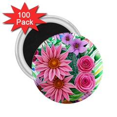 Enchanted Watercolor Flowers Botanical Foliage 2 25  Magnets (100 Pack)  by GardenOfOphir