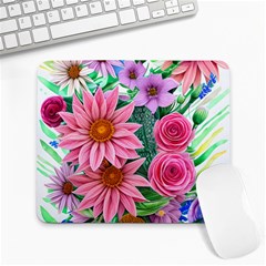 Enchanted Watercolor Flowers Botanical Foliage Large Mousepad by GardenOfOphir