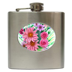 Enchanted Watercolor Flowers Botanical Foliage Hip Flask (6 Oz) by GardenOfOphir