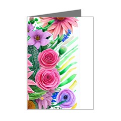 Enchanted Watercolor Flowers Botanical Foliage Mini Greeting Card by GardenOfOphir