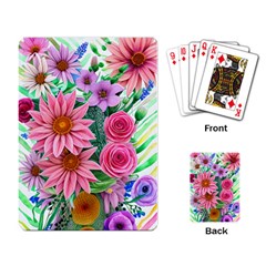 Enchanted Watercolor Flowers Botanical Foliage Playing Cards Single Design (rectangle) by GardenOfOphir