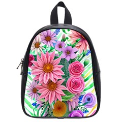 Enchanted Watercolor Flowers Botanical Foliage School Bag (small) by GardenOfOphir