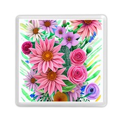 Enchanted Watercolor Flowers Botanical Foliage Memory Card Reader (square) by GardenOfOphir