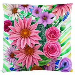 Enchanted Watercolor Flowers Botanical Foliage Large Cushion Case (one Side) by GardenOfOphir