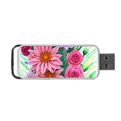 Enchanted Watercolor Flowers Botanical Foliage Portable Usb Flash (one Side) by GardenOfOphir