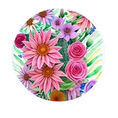 Enchanted Watercolor Flowers Botanical Foliage Mini Round Pill Box