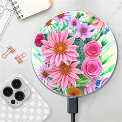 Enchanted Watercolor Flowers Botanical Foliage Wireless Fast Charger(white) by GardenOfOphir