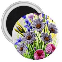 Expressive Watercolor Flowers Botanical Foliage 3  Magnets by GardenOfOphir