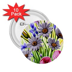 Expressive Watercolor Flowers Botanical Foliage 2 25  Buttons (10 Pack)  by GardenOfOphir