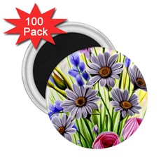 Expressive Watercolor Flowers Botanical Foliage 2 25  Magnets (100 Pack)  by GardenOfOphir