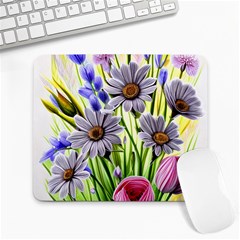 Expressive Watercolor Flowers Botanical Foliage Large Mousepad by GardenOfOphir