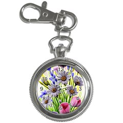 Expressive Watercolor Flowers Botanical Foliage Key Chain Watches by GardenOfOphir