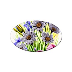 Expressive Watercolor Flowers Botanical Foliage Sticker (oval) by GardenOfOphir