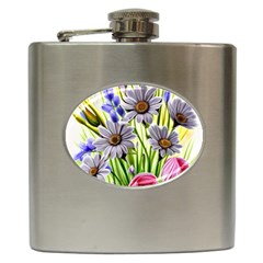 Expressive Watercolor Flowers Botanical Foliage Hip Flask (6 Oz) by GardenOfOphir