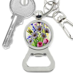 Expressive Watercolor Flowers Botanical Foliage Bottle Opener Key Chain by GardenOfOphir