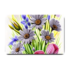 Expressive Watercolor Flowers Botanical Foliage Small Doormat by GardenOfOphir