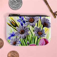 Expressive Watercolor Flowers Botanical Foliage Mini Coin Purse by GardenOfOphir